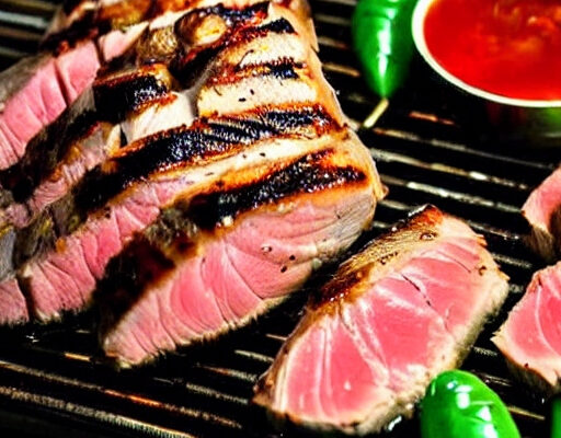 Johns Grilled Tuna on a grill
