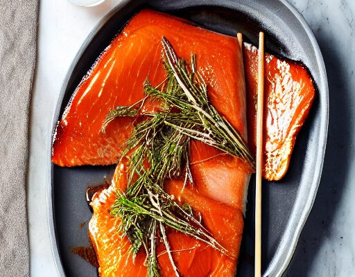 Maple Glazed Artic Char on a plate.