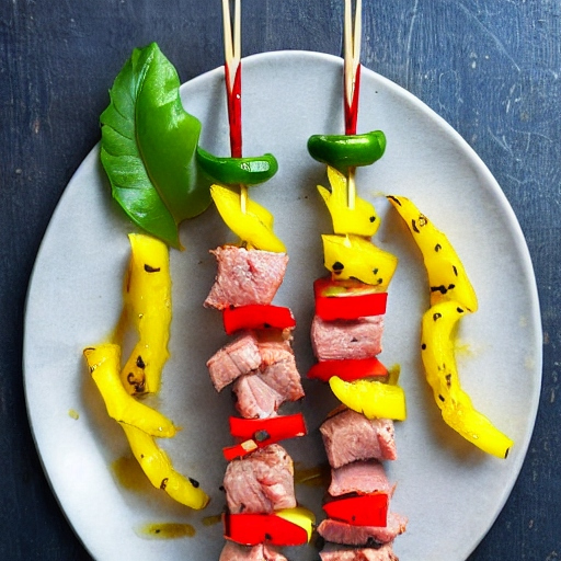 Tune With Pineapple and Peppers on a skewer